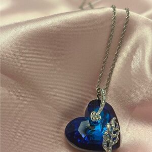 Blue Heart Crystal Pendant Necklace - Women's Jewelry